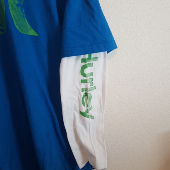 Hurley Blue Green Long Sleeve Shirt XLg - Picture 3 of 5